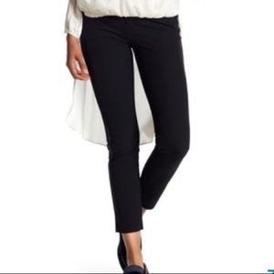 VERTIGO Pants Faux Leather Trim Black Twill NWT